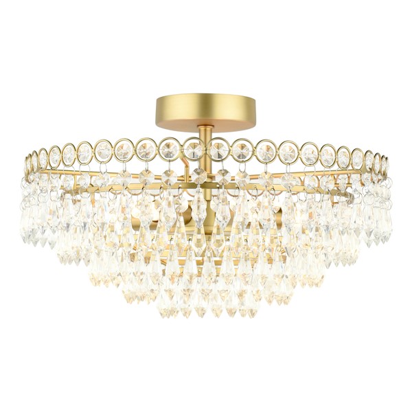 (image for) Laura Ashley Enid 5 Light Semi-Flush Faceted Glass and Matt Antique Brass